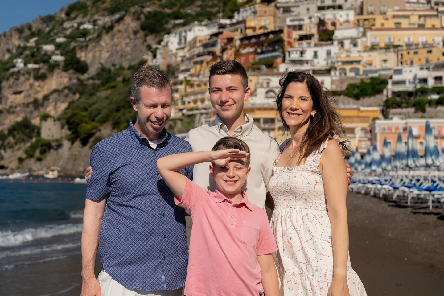 A playful group portrait on the beach